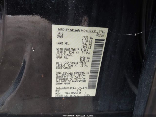 2011 NISSAN ARMADA 5N1AA0ND1BN602548 Photo 8