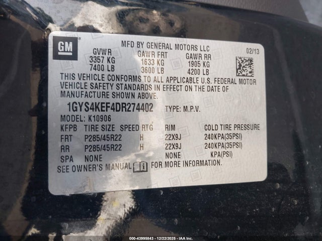 2013 CADILLAC ESCALADE ESV 1GYS4KEF4DR274402 Photo 8