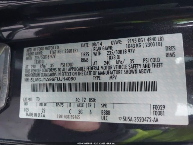 2015 LINCOLN MKC 5LMCJ1A96FUJ14060 Photo 8