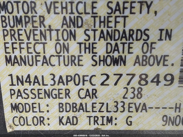 1N4AL3AP0FC277849 Nissan Altima 2.5 S