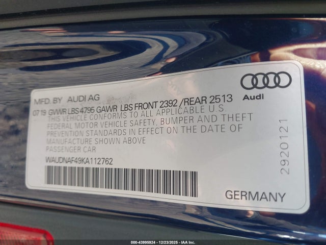 2019 AUDI A4 WAUDNAF49KA112762 Photo 8