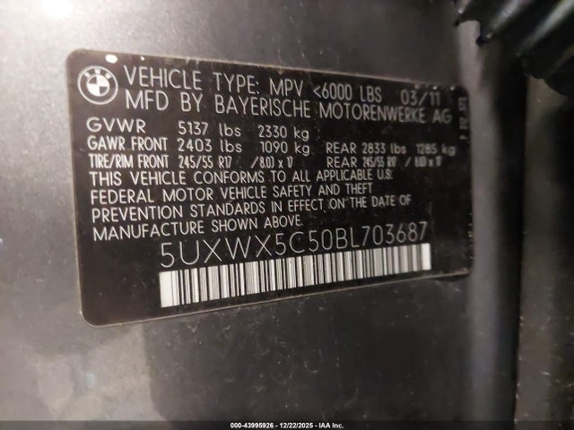 2011 BMW X3 5UXWX5C50BL703687 Photo 8