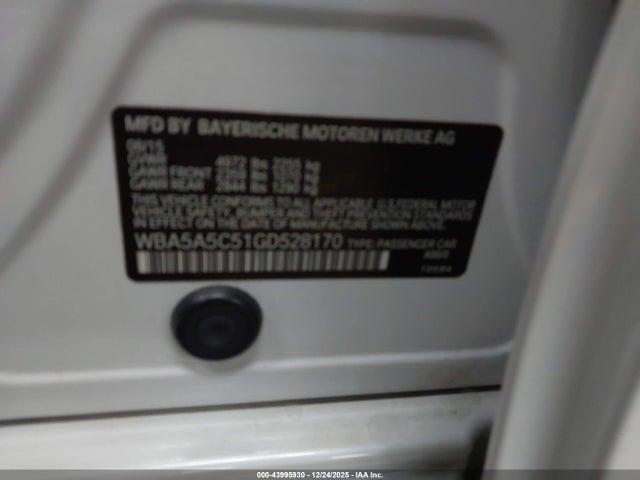BMW 528I 2016 WBA5A5C51GD528170 Image 9