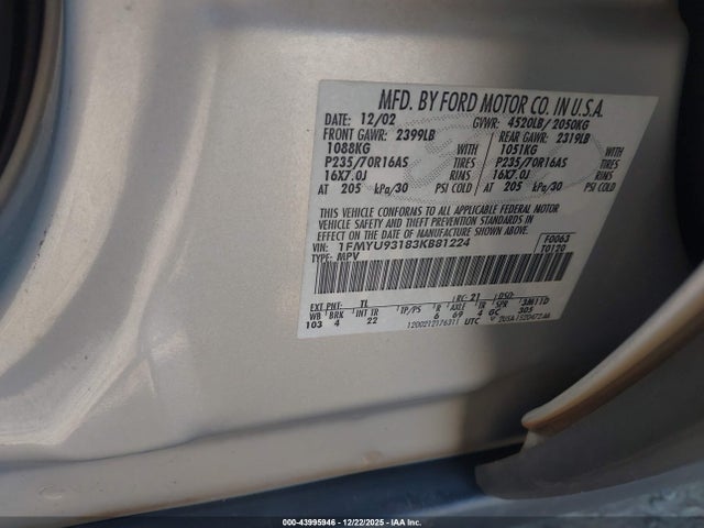 2003 FORD ESCAPE 1FMYU93183KB81224 Photo 8