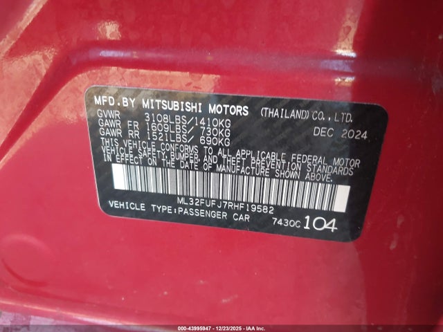 2024 MITSUBISHI MIRAGE G4 ML32FUFJ7RHF19582 Photo 8