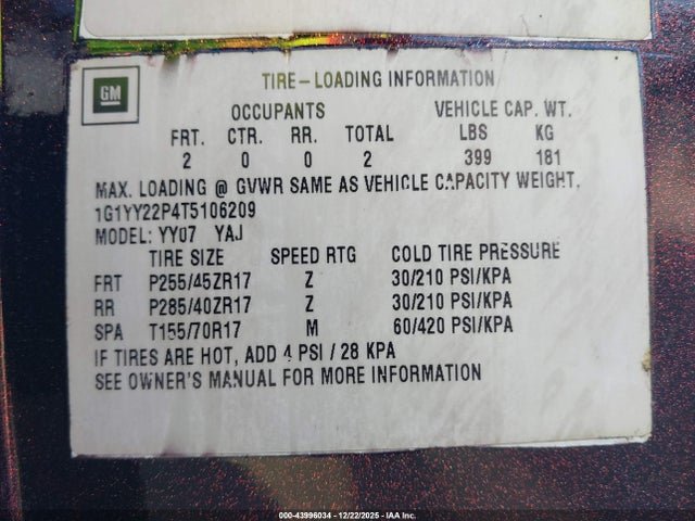 1996 CHEVROLET CORVETTE 1G1YY22P4T5106209 Photo 8