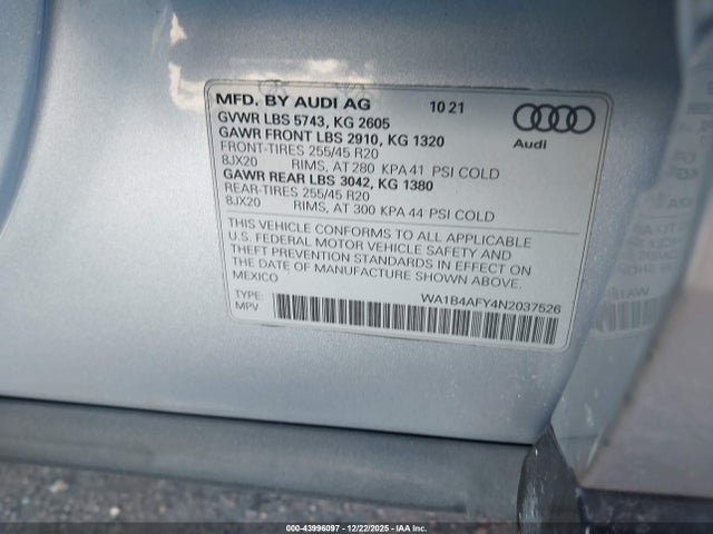2022 AUDI SQ5 WA1B4AFY4N2037526 Photo 8