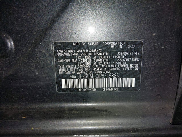 Продажа на аукционе авто 2024 Subaru Crosstrek Premium, vin: JF2GUADCXR8315885, номер лота: 43996103