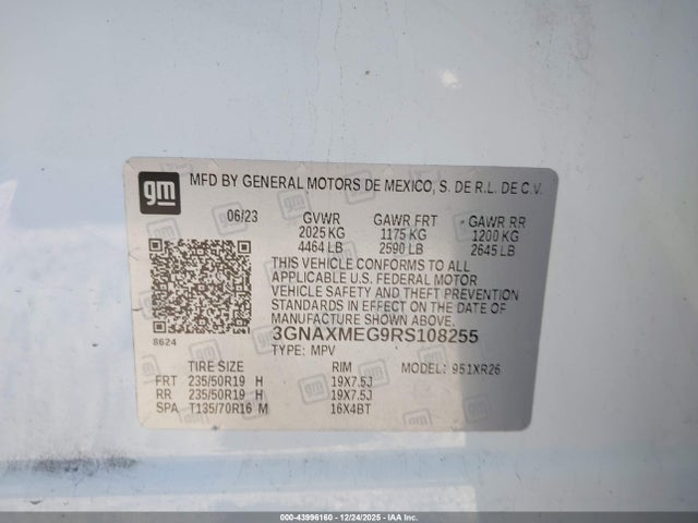 3GNAXMEG9RS108255 Chevrolet Equinox Fwd Rs
