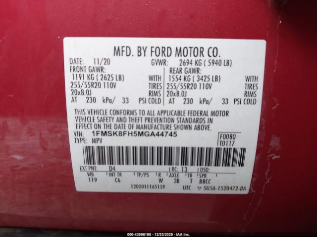 2021 FORD EXPLORER 1FMSK8FH5MGA44745 Photo 8