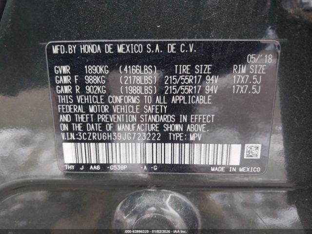 2018 HONDA HR-V 3CZRU6H39JG723222 Photo 8