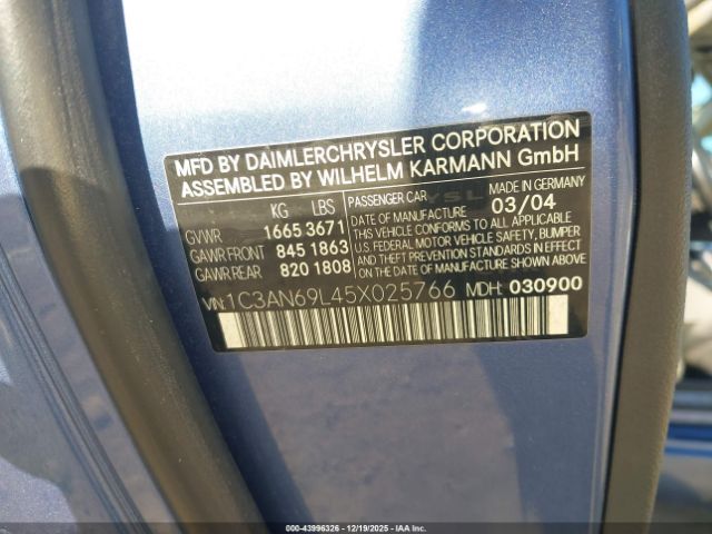 2005 CHRYSLER CROSSFIRE 1C3AN69L45X025766 Photo 8