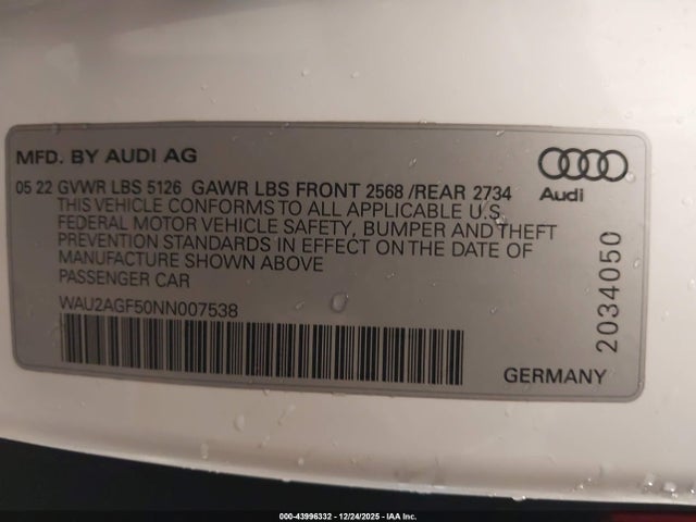 2022 AUDI A5 CABRIOLET WAU2AGF50NN007538 Photo 8