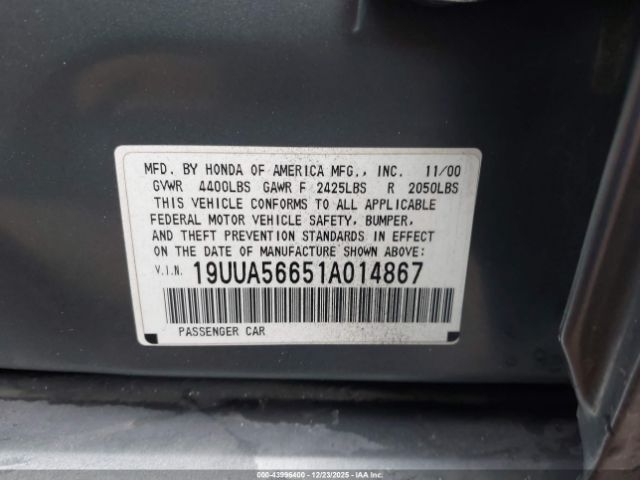 2001 ACURA TL 19UUA56651A014867 Photo 8