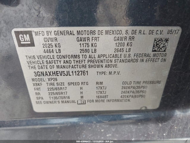 3GNAXHEV5JL112761 Chevrolet EQUINOX LS