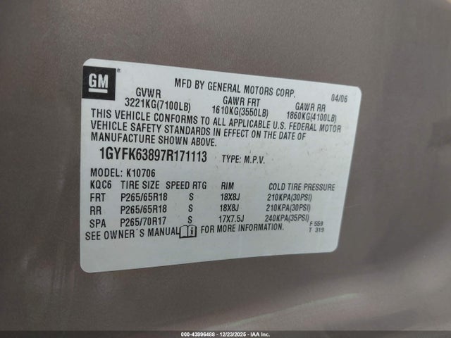 2007 CADILLAC ESCALADE 1GYFK63897R171113 Photo 8