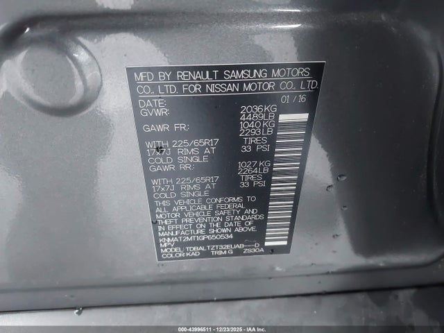 KNMAT2MT1GP650534 Nissan ROGUE SV