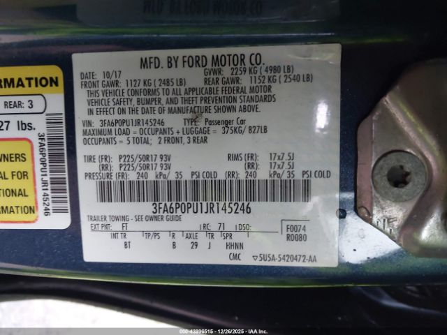 2018 FORD FUSION ENERGI 3FA6P0PU1JR145246 Photo 8