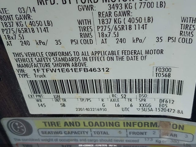 Ford F-150 Fx4 2014 1FTFW1E61EFB46312 Image 9