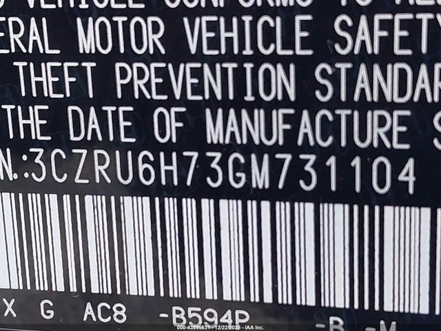 3CZRU6H73GM731104 Honda Hr-v Ex-l
