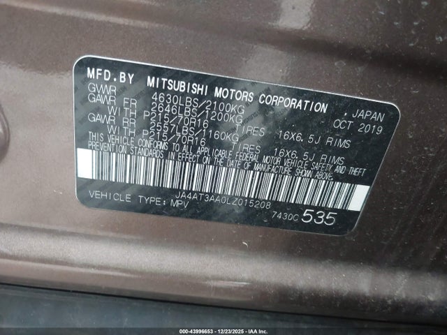 2020 MITSUBISHI ECLIPSE CROSS JA4AT3AA0LZ015208 Photo 8