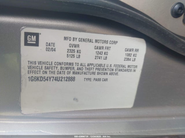 2004 CADILLAC DEVILLE 1G6KD54Y74U212888 Photo 8