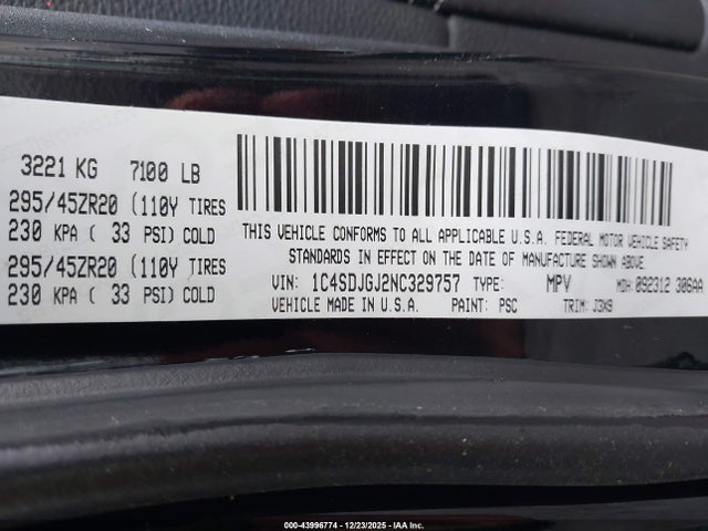 2022 DODGE DURANGO 1C4SDJGJXNC129757 Photo 8