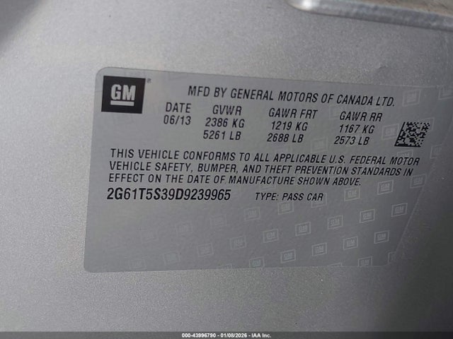 Продаж на аукціоні авто 2013 Cadillac Xts Premium, vin: 2G61T5S39D9239965, номер лоту: 43996790