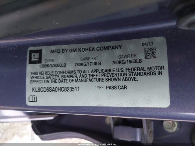 KL8CD6SA0HC823511 Chevrolet Spark 1lt Cvt