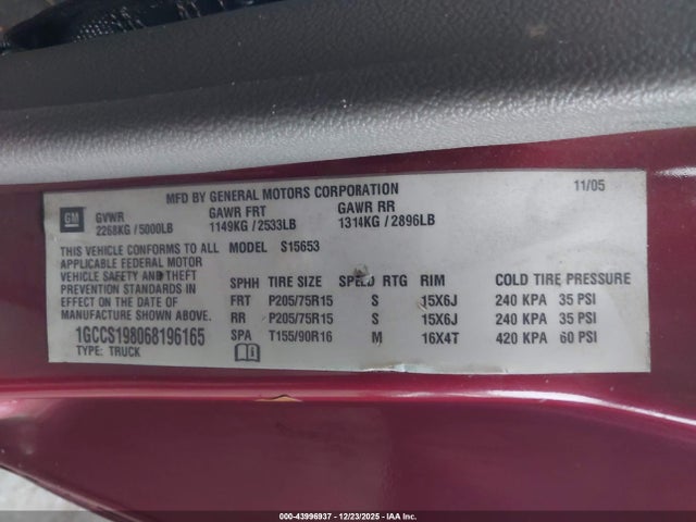 2006 CHEVROLET COLORADO 1GCCS198068196165 Photo 8
