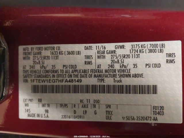 2017 FORD F-150 1FTEW1EG7HFA48149 Photo 8