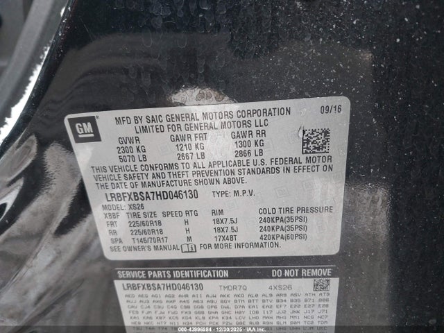 43996984 :رقم المزاد ، LRBFXBSA7HD046130 vin ، 2017 Buick Envision Essence مزاد بيع