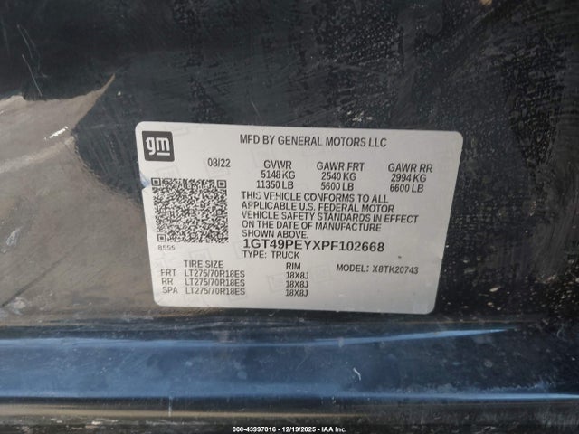 1GT49PEYXPF102668 GMC Sierra 2500hd At4