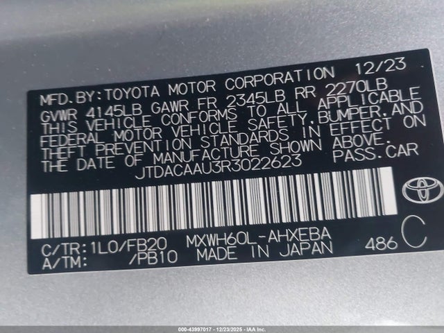 JTDACAAU3R3022623 Toyota Prius Le