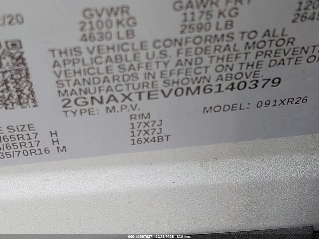 2021 CHEVROLET EQUINOX 2GNAXTEV0M6140379 Photo 8