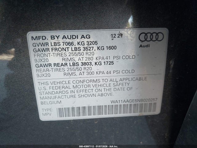 2022 AUDI E-TRON SPORTBACK WA11AAGE5NB020257 Photo 8