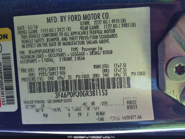 2016 FORD FUSION ENERGI 3FA6P0PU0GR381153 Photo 8
