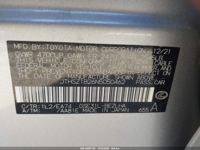 2022 LEXUS IS 350 JTHSZ1B26N5050462 Photo 8