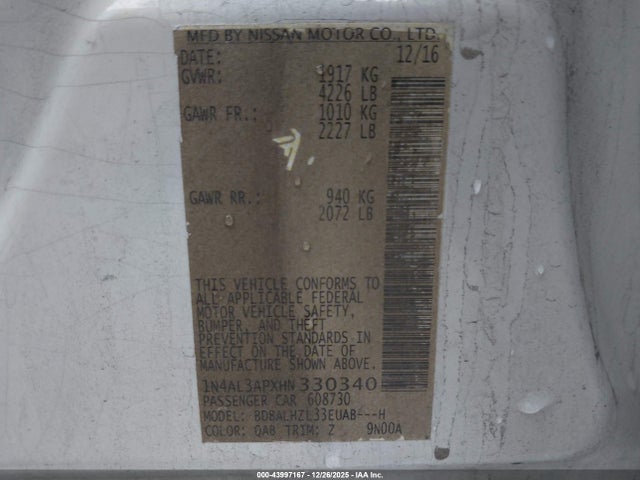 Nissan Altima 2.5 Sr 2017 1N4AL3APXHN330340 Image 9