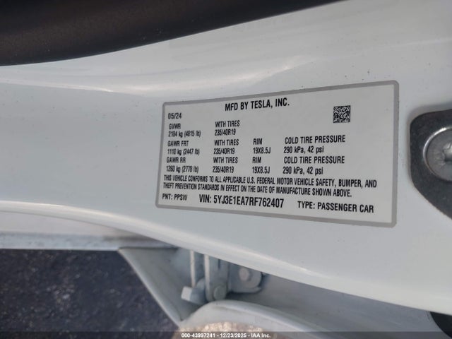 2024 TESLA MODEL 3 5YJ3E1EA7RF762407 Photo 8