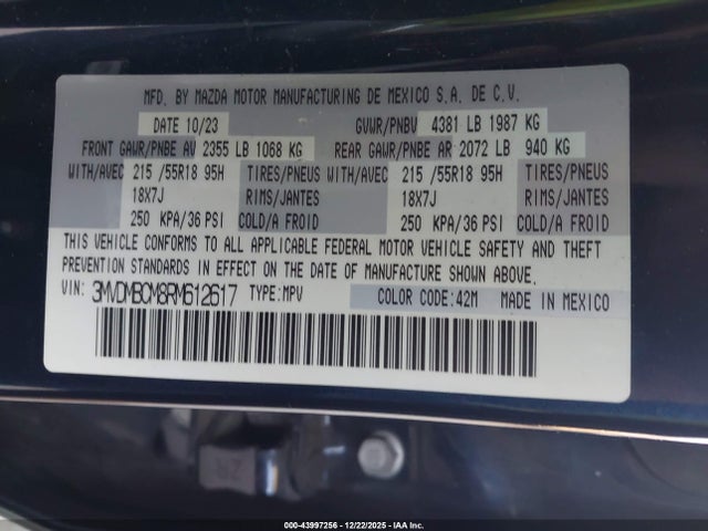 Продажа на аукционе авто 2024 Mazda Cx-30 2.5 S Preferred Package, vin: 3MVDMBCM8RM612617, номер лота: 43997256