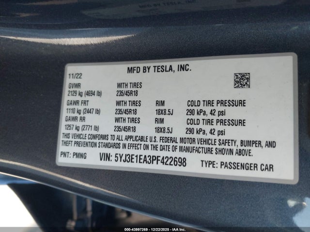 2023 TESLA MODEL 3 5YJ3E1EA3PF422698 Photo 8