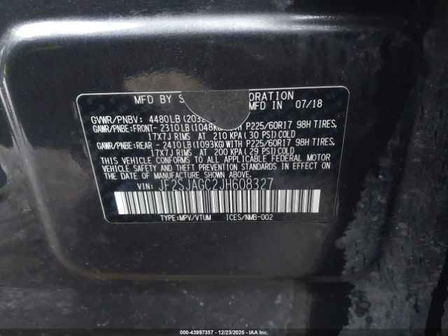 2018 SUBARU FORESTER JF2SJAGC2JH608327 Photo 8