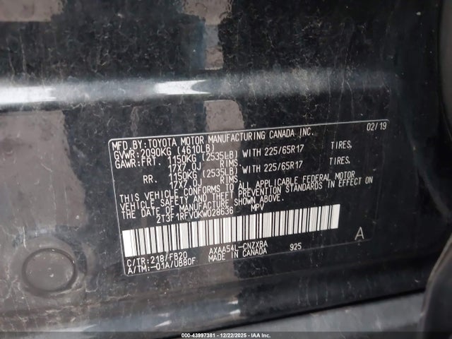 Toyota RAV4 LE 2019 2T3F1RFV0KW028636 Image 9