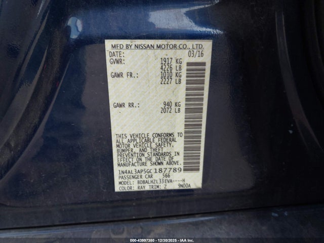 1N4AL3AP5GC187789 Nissan Altima 2.5 Sr