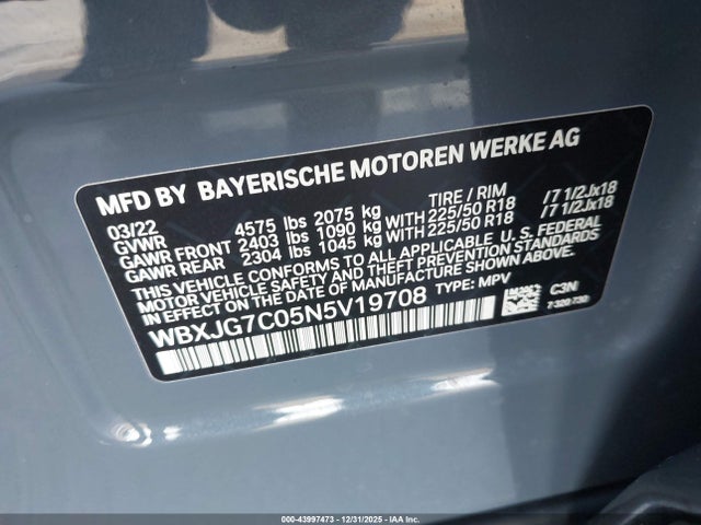 WBXJG7C05N5V19708 BMW X1 Sdrive28i