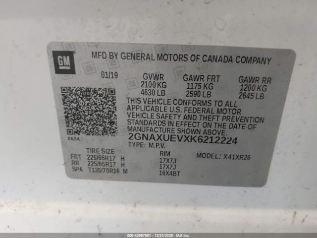 2019 CHEVROLET EQUINOX 2GNAXUEVXK6212224 Photo 8