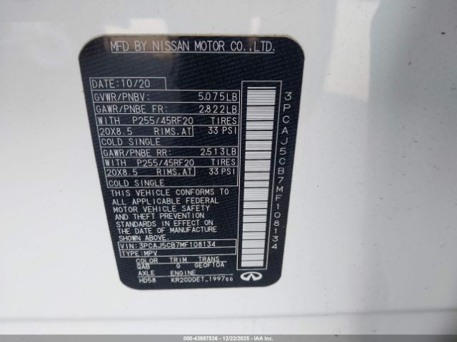 2021 INFINITI QX50 3PCAJ5CB7MF108134 Photo 8