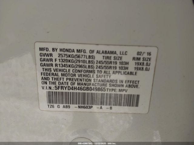 2016 ACURA MDX 5FRYD4H46GB049865 Photo 8