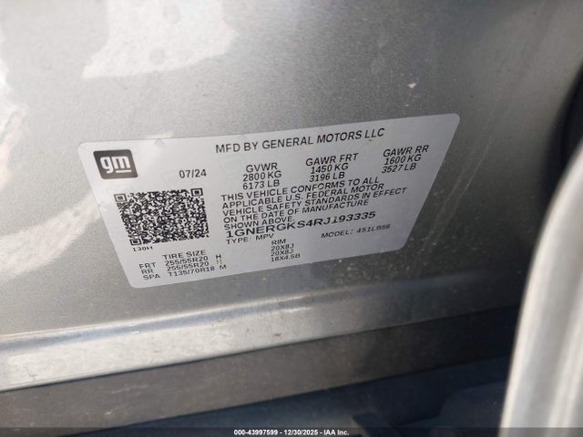 1GNERGKS4RJ193335 Chevrolet Traverse Fwd Lt